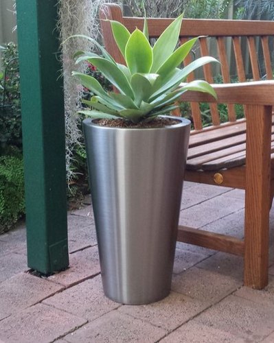 Stainless Steel Planters, Shape : Conical