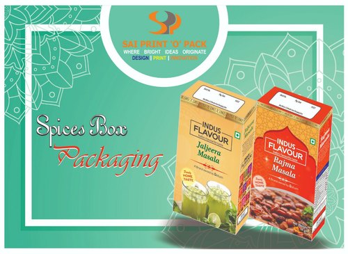 270-350 GSM Recycled Paperboard Masala Spices Packaging Box, Type of Printing : Gloss Matte Effects