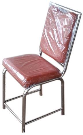 Glossy Stainless Steel Chair, Color : Red Silver