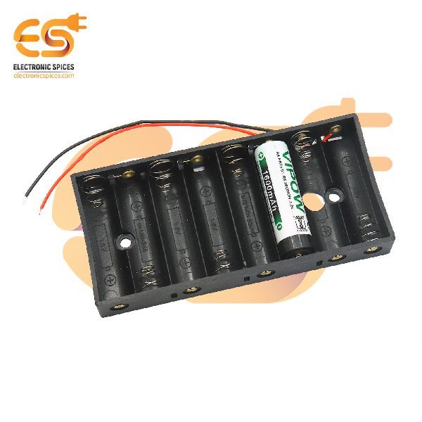 AA 8 Cell Battery Holder Hard Plastic Case With Wire (1.5V X 8cells = 12Volt)