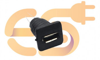 Mini micro USB Panel mounting female jack black