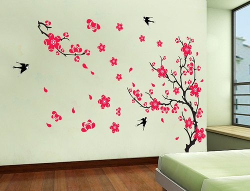 Home Decor Branch Butterflies Wall Sticker, Wall Sticker for Bedroom, Wall  Art