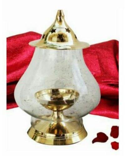 Brass Golden Akhand Diya, for Pooja, Packaging Type : Box