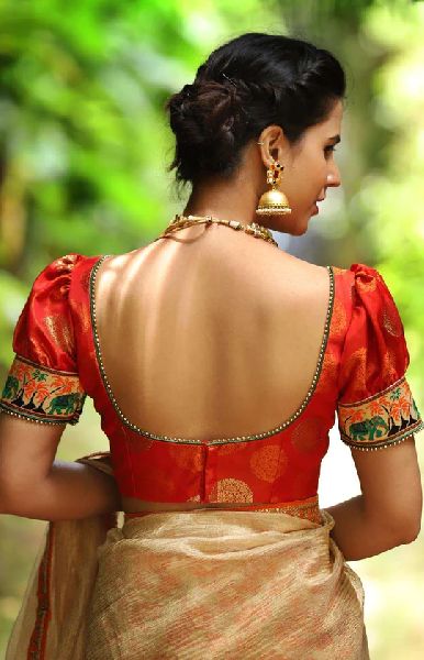 Red Khesh Traditional Blouse With Frills | Prathaa | Weaving Tradition –  Prathaa - weaving traditions