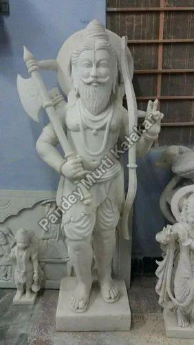 Polished Printed Marble Parshuram Statue for Worshipped, Outdoor Indoor Decor