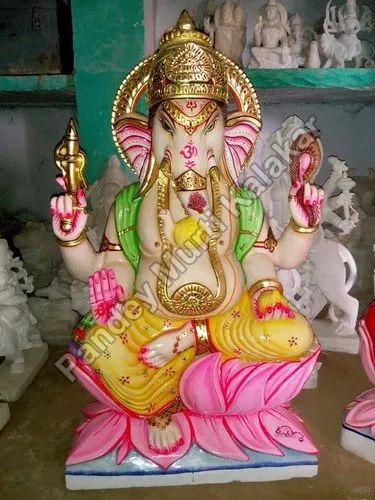  Polished Printed Marble Ganesha Statue, for Worshipped temple