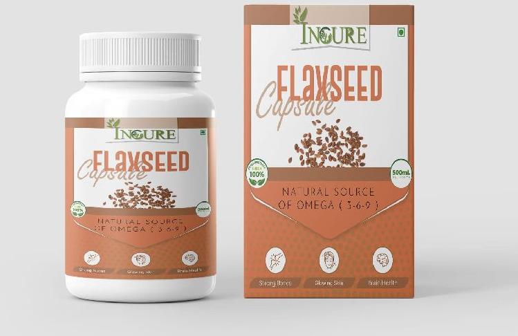 Incure Flaxseed Capsules, for Good Quality, Low-fat, Safe Packing, Packaging Type : Plastic Container