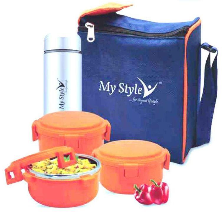 Freshy Plastic Tiffin & Steel Bottle Set