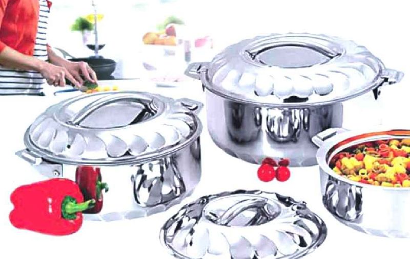 My Style Polished Sunflower Stainless Steel Casserole, Size : Standard