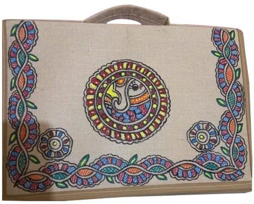 Multicolor Embroidered Jute Laptop Bag