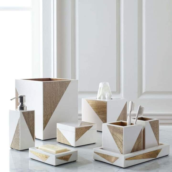 Resin and Wood Bathroom Set, Packaging Type : Box