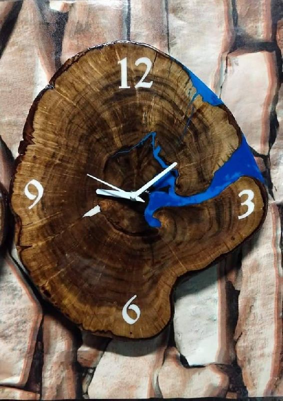 Wood and Resin Wall Clock, Display Type : Analog