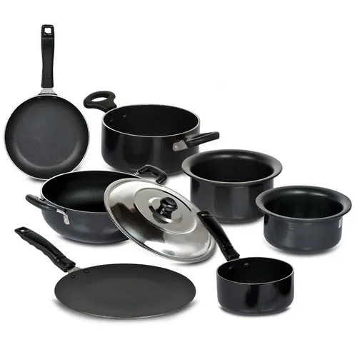 Aluminium Hard Anodized Cookware Set, Color Black at Rs 700 / Set