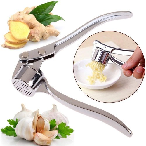 Stainless Steel Garlic Crusher, Color : Silver