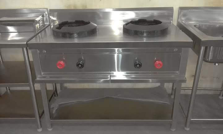 Gas Manual Chinese Cooking Range, Color : Metallic