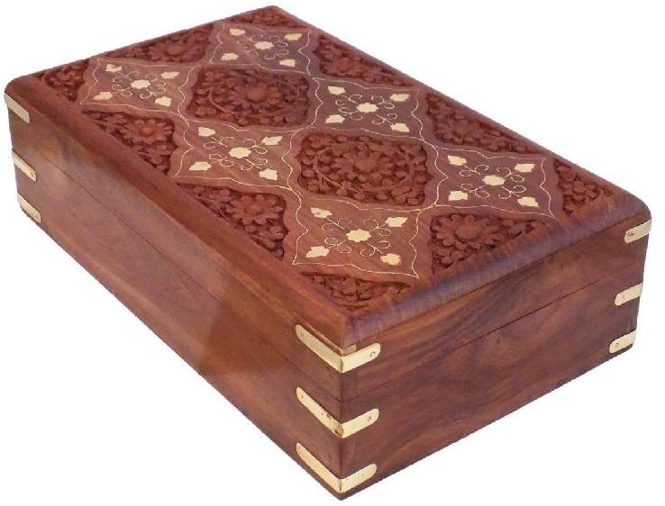 Brown Polished Sheesham Wood Box, Shape : Multi Shapes