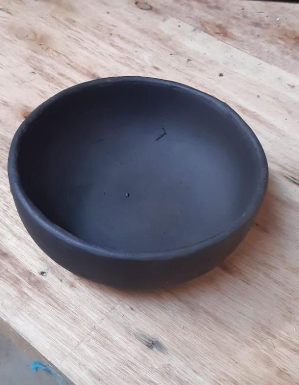 Square Handmade Black Pottery Round Bowl, for Serving Food, Size : 4.5inch, 6.5inch