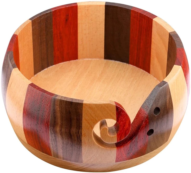 Polished Plain Handmade Yarn Storage Bowl, Color : Brown