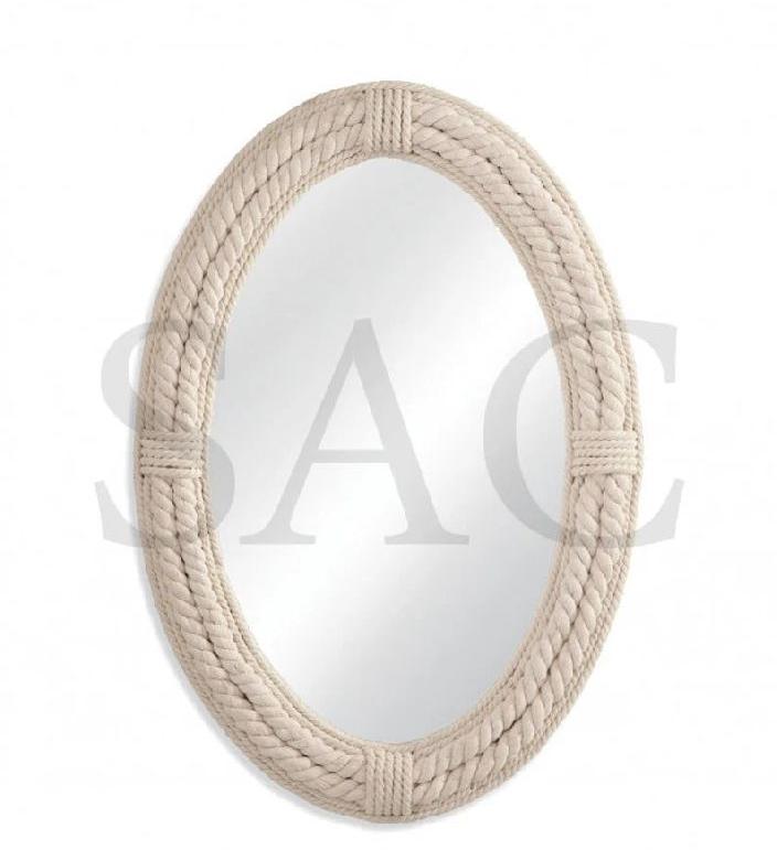 Oval White Rope Mirror