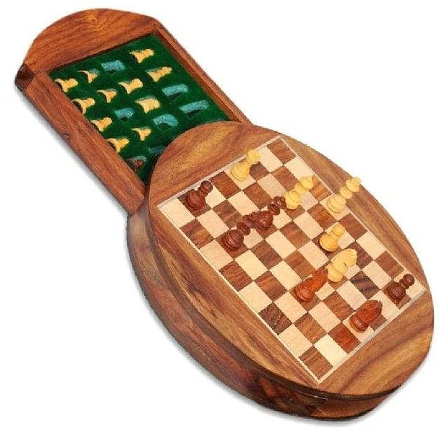 Round Magnetic Wooden Chess Set, Feature : Durable, Easy To Carry, Light Weight