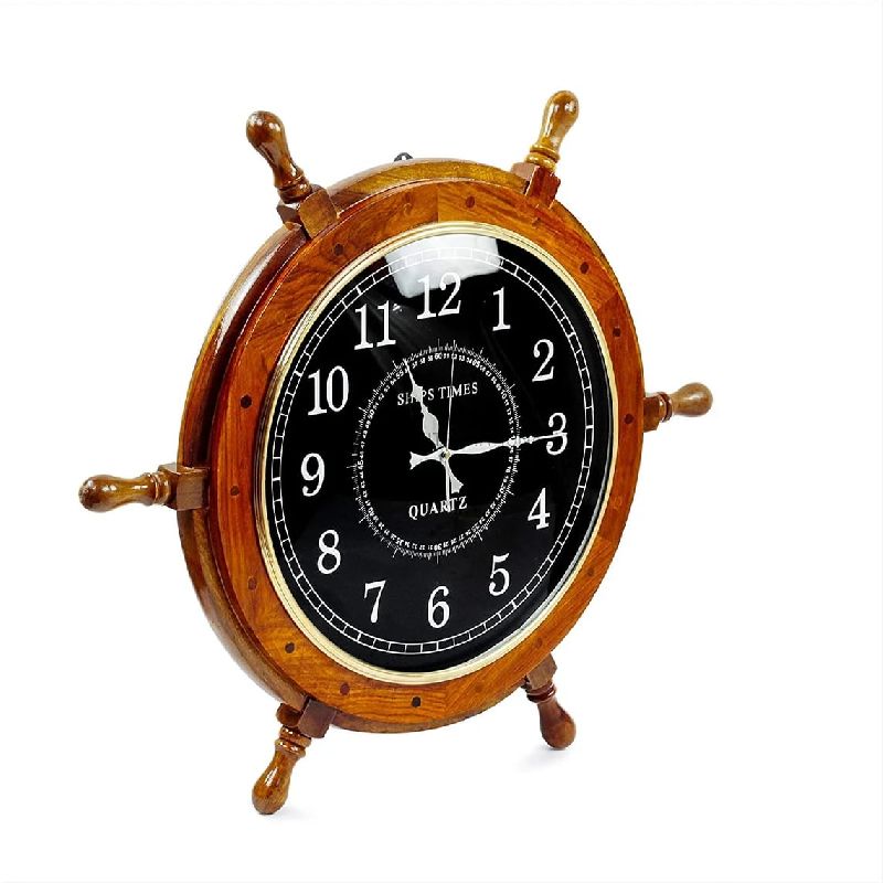 Ship Nautical Wheel Wall Clock, Display Type : Analog