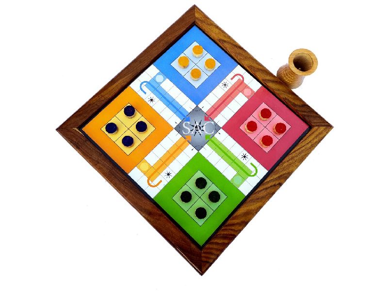 Wooden Ludo Snakes Ladders Board Game