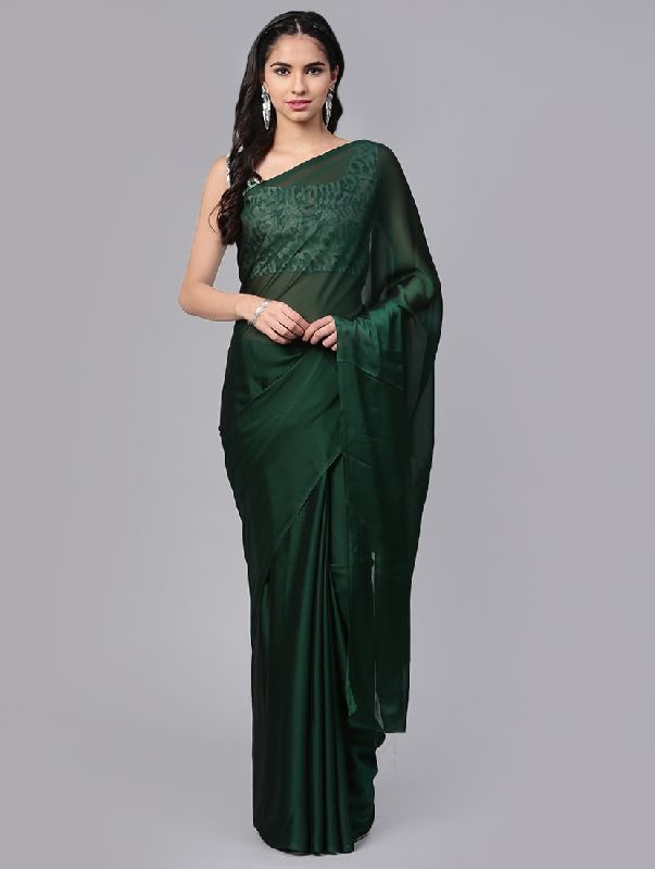Plain Sarees, for Easy Wash, Dry Cleaning, Anti-Wrinkle, Packaging Type : Polythin