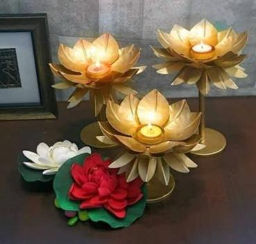 Decorative Lotus Design Diya, for Decoration Use, Packaging Type : CARTON, BUBBLE WRAP