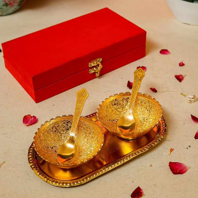  Round copper gold plated bowl set, for Gift Purpose, Features : designer