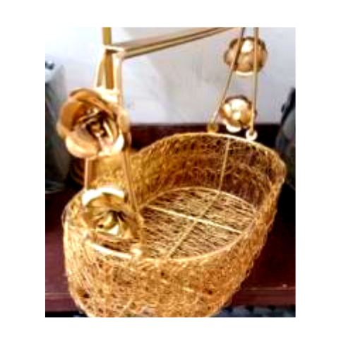 Wooden Decorative Tray With Golden Handles, Color Brown Divian