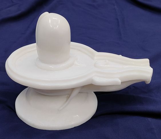 Polished White Marble Shivling Statue, for Religious Purpose