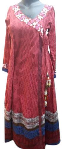 Cotton Printed Ladies Angrakha Kurti, Size : M, XL