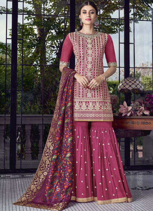 Pakistani Pure Silk Ladies Sharara Suit, Packaging Type : Packet