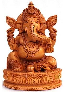 Polished Wooden Ganesh Statue, for Religious Purpose, Pattern : Plain
