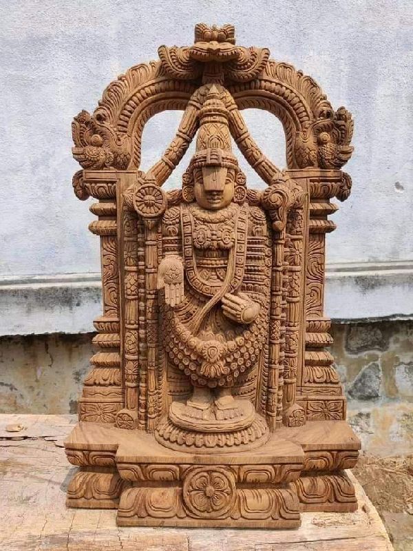 Polished Wooden Tirupati Balaji Statue, for Shiny, Pattern : Plain