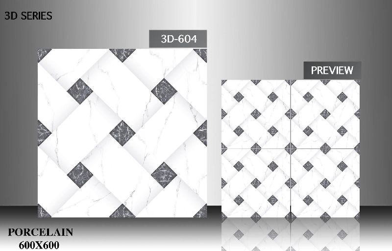 3D-604 3D Series Ceramic Porcelain Tiles, Size : 600x600 Mm