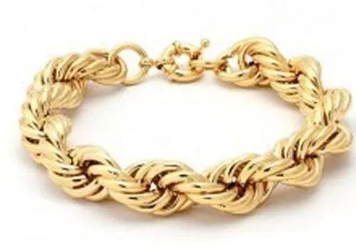 Mens Gold Plated Rope Style Brass Bracelet