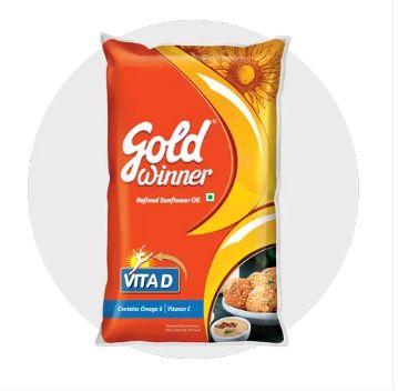 1L Gold Winner Refined Sunflower Oil, for Cooking, Form : Liquid