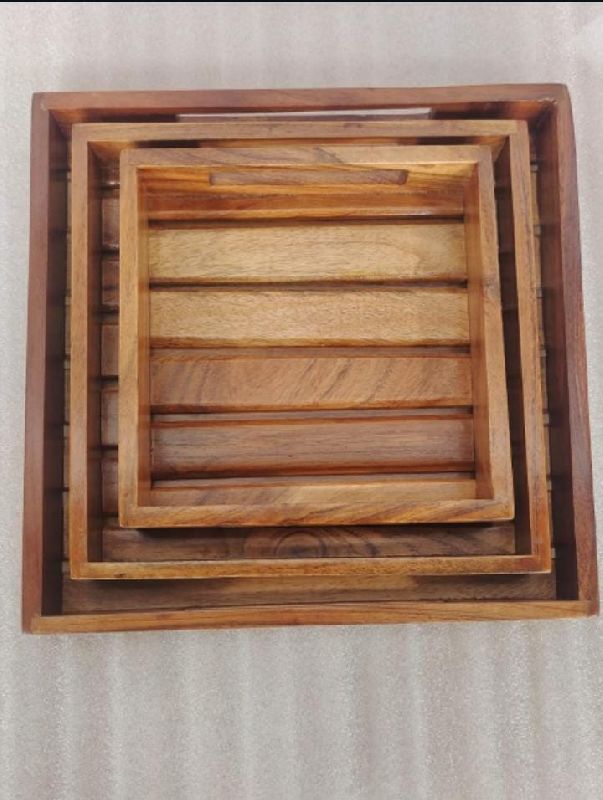 Acacia wood Serving Tray Set, Packaging Type : Carton Box