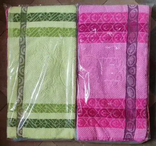 Lotus Printed Jacquard Border Bath Towel, Feature : Easily Washable