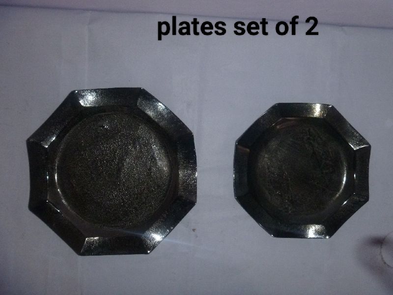 Aluminium Plate Set of 2, for Used Food Serving
