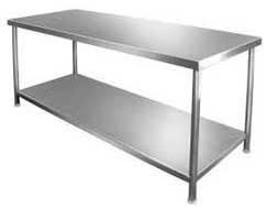 Polished Stainless Steel Working Table, for Garden, Home, Hotel, Restaurant