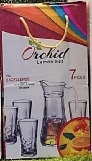 Round Polished Glass Orchid Lemon Set, for Serving, Size : Standard