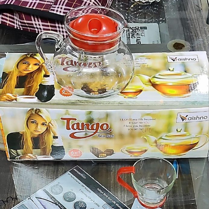 Polished Plain Glass Tango Tea Set, Size : Standard