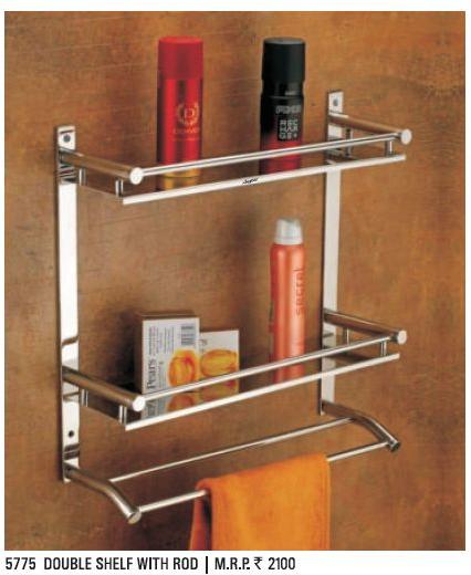 Stainless Steel Double Shelf With Rod, Certification : ISO 9001:2008 Certified