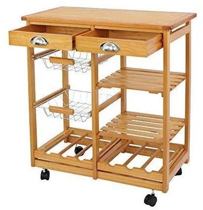 Polished Wooden Kitchen Trolley, Style : Antique