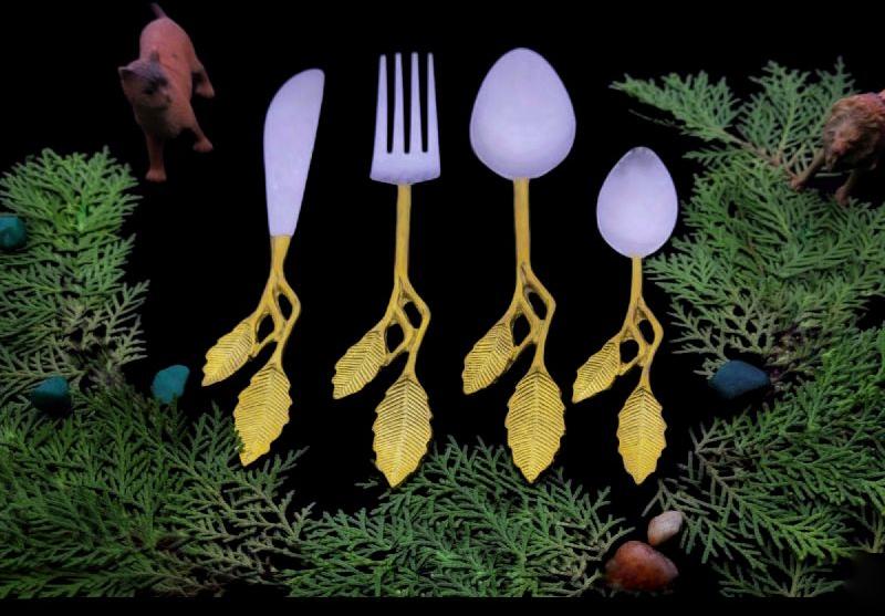 Golden Leaves Cutlery Set