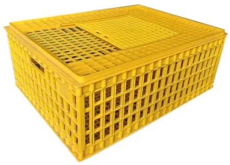 Rectangle HDPE Plastic Chick Transport Cage, Color : Yellow Red
