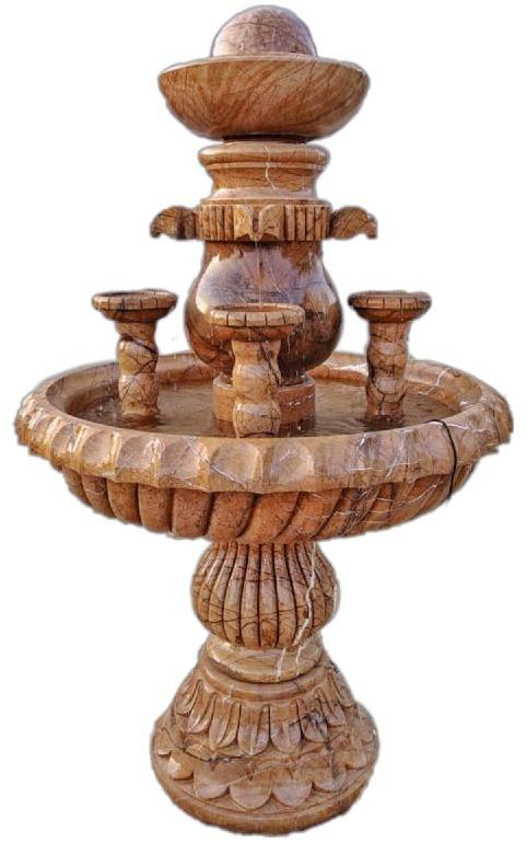 Round Polished Brown Sandstone Fountain, for Outdoor