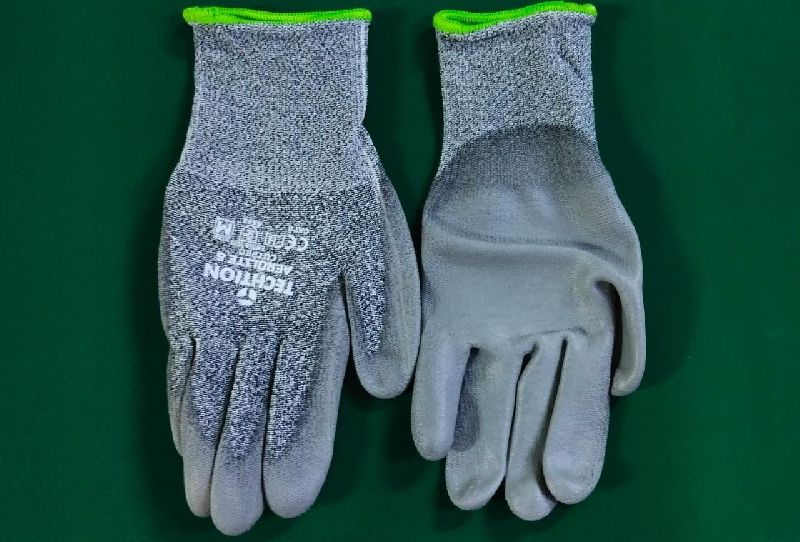 Dyneema cloth pu coated gloves, Color : Grey